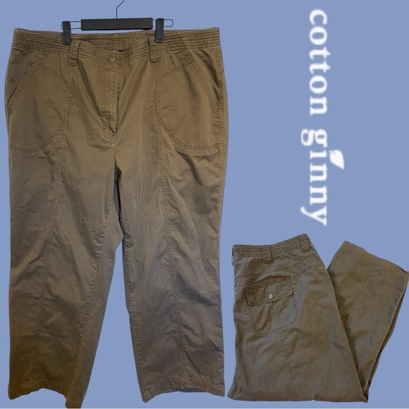 Cotton Ginny Brown Cargo Wide-Leg Pants Size 24P - Picture 1 of 9